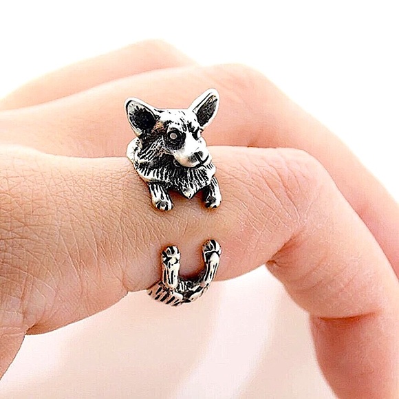 Silver Corgi dog adjustable ring - Picture 1 of 11